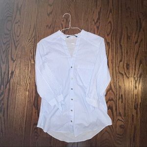 Zara Blue and White Striped Button Down with Gold Buttons